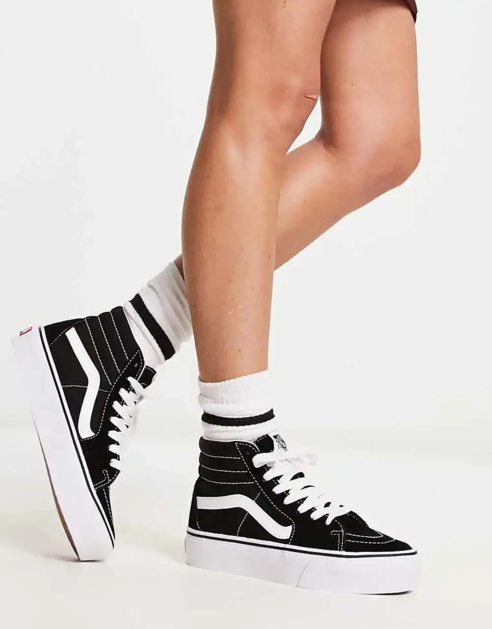 Vans Unisex M7.5 W9 Black White Sk8-Hi Tapered Platform Shoes Streetwear P8-8